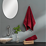 D'Decor Home Hand Towel HomeBrio Collection Burdeos Cotton Terry - 60 x 40 cm, Maroon 2 pcs