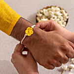 Gulmeher Handcrafted Yellow Crochet Flower Rakhi 1 pc