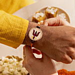 Gulmeher Handcrafted Trishul Rakhi Made With Temple Flowers 1 pc