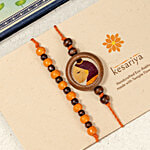 Gulmeher Handcrafted Kesariya Rakhi Set Made With Temple Flowers + Envelope 2 pcs