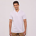 Hoversoul Men's White Cotton Lycra Pique Polo T-Shirt 1 pc (Size - L)