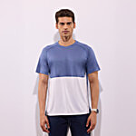 Hoversoul Men's Blue & White Polyester Active Regular Fit T-Shirt 1 pc (Size - XL)