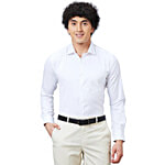 Park Avenue Men's White Slim Fit Self Design Shirt 1 pc (Size - 44)