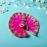 House of Festivals Ladoo Gopal Pink Poshak With Lace - Size 0 1 pc