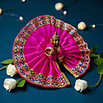 House of Festivals Ladoo Gopal Pink Poshak With Lace - Size 4 1 pc