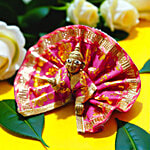 House of Festivals Ladoo Gopal Pink Poshak With Golden Print - Size 1 1 pc