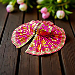 House of Festivals Ladoo Gopal Pink Poshak With Golden Print - Size 2 1 pc