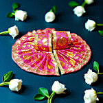 House of Festivals Ladoo Gopal Pink Poshak With Golden Print - Size 4 1 pc