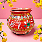 House of Festivals Dahi Handi Clay Matki - Red 1 L