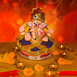 Svasti Clay Ganesha Colour Decorated Idol 1 pc 6 Inches