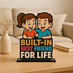 Pearlfiesta "Built-In Best Friends For Life" Wooden Table Top Gift 1 pc