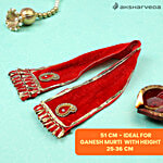 Aksharveda Lord Ganesha Velvet Patka - Red, 50 cm 1 pc