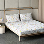 D'Decor Home Double Bedsheet With Pillow Covers HomeCresta Collection 145 TC - Golden Mist 1 Set