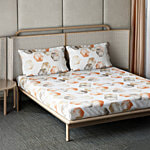 D'Decor Home Double Bedsheet With Pillow Covers HomeCresta Collection 145 TC - Copper Tan 1 Set
