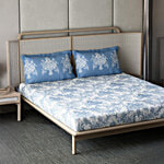 D'Decor Home Double Bedsheet With Pillow Covers HomeCresta Collection 145 TC - Faded Denim 1 set