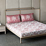 D'Decor Home Double Bedsheet With Pillow Covers HomeCresta Collection 145 TC - Wood Rose 1 Set