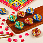Prosperro Lumo  Parkash Candles Earthen Diyas - Assorted Colours 12 pcs