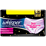 Whisper Super Absorbent Period Panty 360 Degree Leakage Protection For Heavy Flow - L-XL 18 pcs