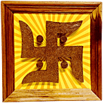 Mangal Bhavan Handcrafted Cow Dung Swastik Wall Hanging Frame 1 pc