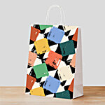 PaperPep Scattered Squares Printed 100 GSM Gift Paper Bags - Multicolour, 18x10x23 cm 10 pcs