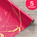 PaperPep Printed Plastic Gift-Wrapping Paper Sheet - Red Marble, 50.16 x 69.85 cm 5 pcs