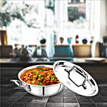 Kitchen Essentials KE Triply Mini Kadai With Stainless Steel Lid - 18.5 cm 1 L