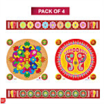 DailySo Diwali Rangoli Sticker Self-Adhesive - Multicolour Festive Decoration 4 pcs