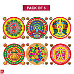 DailySo Diwali Rangoli Sticker Self-Adhesive - Multicolour Festive Decorative 6 pcs
