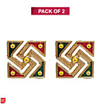DailySo Diwali Sticker Swastik Handicraft Diwali Decoration - Small, Meena Design, Multicolour 2 pcs