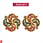 DailySo Diwali Sticker Swastik Ganesha Handicraft Diwali Decoration - Meena Design, Multicolour 2 pcs