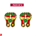 DailySo Diwali Sticker Laxmi Charan/Paduka Swastik - Small, Multicolour Pooja Décor 2 pcs