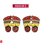 DailySo Diwali Sticker Dotted Laxmi Charan Handicraft - Meena Design, Multicolour Pooja Décor 2 pcs