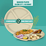 Eco Soul 4 Compartment Round Disposable Plates 10 pcs