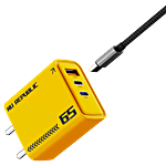 Nu Republic Cybotron 65W GaN Wall Charger With Type-C to Type-C Cable - Yellow 1 pc