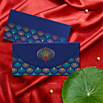QIPS Nukkad Premium Shagun Envelopes - Peacock Motif Print With Foil Detailing 5 pcs