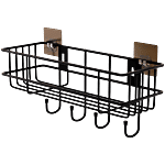 Lifelong Bathroom Corner Wall Mounted Storage Shelf With Hanging Hooks - Black 2 pcs