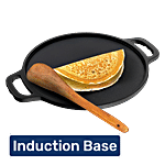 Lifelong Cast Iron Dosa Tawa With Wooden Spatula - Induction, 30 cm, Black 1 pc