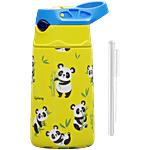 Lifelong Stainless Steel Insulated Panda Theme Water Bottle For Kids - Yellow 350 ml