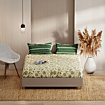 Kopa-Home Queen Size Bedsheet & 2 Pillow Covers Yellow/Green Microfabric 152TC, 254 x 231 cm 1 Set