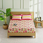 Kopa-Home Fitted Double Bedsheet With 2 Pillow Covers Pink Microfabric 152TC -198 x 180 cm 1 Set