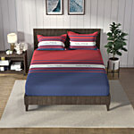 Nautica King Size Bedsheet With Pillow Covers Cotton 160TC - Red Blue, 274 x 229 cm 1 Set