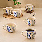bb home Earth Tea/Coffee Cup - Ocean Fern, Hand-Painted 180 ml (Set of 6)