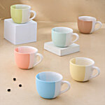 bb home Earth Tea/Coffee Cup - Pastel Duotone, Hand-Painted 180 ml (Set of 6)