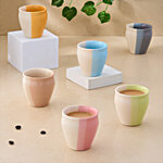 bb home Earth Tea/Coffee Cup - Patel Duotone Kulhad, Hand-Painted 180 ml (Set of 6)