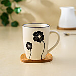bb home Earth Tea/Coffee Cup - Midnight Bloom, Hand- Painted 300 ml
