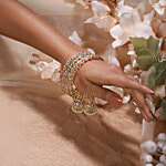 Aatmana Gold-Plated Kundan-Studded & Pearls-Beaded Bangles 2 Pairs (18.8 cm)