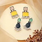 Aatmana Silver-Plated Geometric Stone Studded & Beaded Drop Earrings 2 Pairs