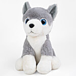 Mirada Glitter Eye Husky Dog Toy - Light Grey, 25 cm 1 pc