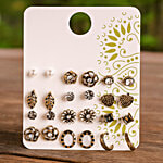 Jewelz Vintage Black & Silver Stud Earring Set 12 Pairs