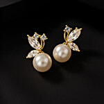 Jewelz Gold-Plated Butterfly Pearl Drop Earrings 1 Pair
